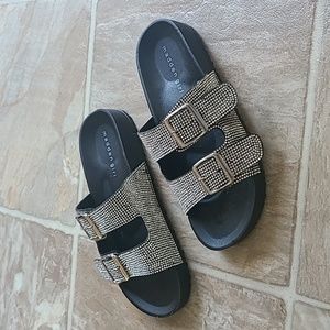 Rhinestone/black slides by Madden Girl